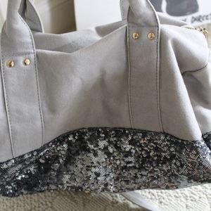 Gray Duffle Bag with Sequins